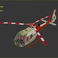 Detailed Aerospace Helicopter 3D Model Frame Structure With Red White Design And Vertex Parameters
