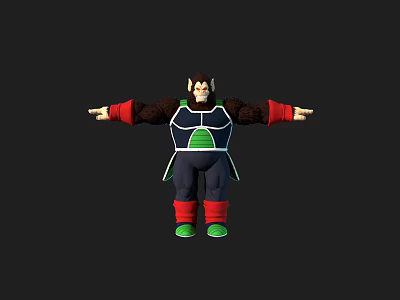 Anime Game Character With Brown Hair Goggles Dark Armor Red Gloves Boots Arms Outstretched Pose 3d model