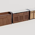 Elegant Modern Wooden Sideboard With Marble Top And Storage Cabinets Drawers Doors