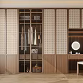 Modern Wardrobe Interior Design With Wooden Glass Doors Rattan Panels Dressing Table And Chair