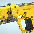Futuristic Yellow Pistol With Modern Design Black Grip And Tactical Rail 3d model