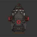 Vintage Steam Train Model With Red Accents On Wooden Tracks And Metal Carriage Design
