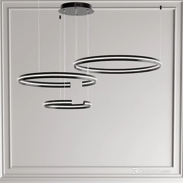 Modern Circular Ring Chandelier Design With Hanging LED Lights For Home Interior 3d model