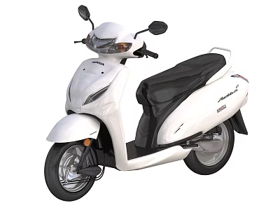 White Honda Activa Scooter With Black Seat Side Mirrors And Modern Design 3d model