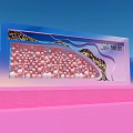 Vibrant Stage Design With Pink Decorative Balls And Blue Background Lighting
