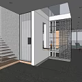 Modern Detached Villa Exterior With Large Glass Windows Spiral Staircase And Terrace