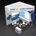 GENERAY Exhibition Booth Modern Blue White Design With Reception Counter And Display Area