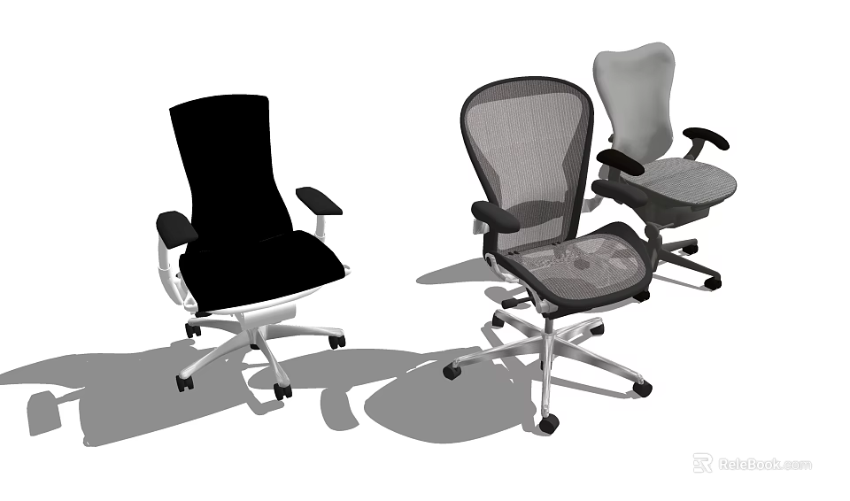 Ergonomic Office Chairs With Mesh Back And Adjustable Lumbar Support Features 3d model 