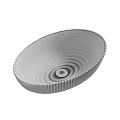 Modern Silver Oval Shaped Ribbed Design Sleek Washbasin with Central Drain 3d model
