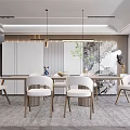 Modern dining table and chair combination 3d model