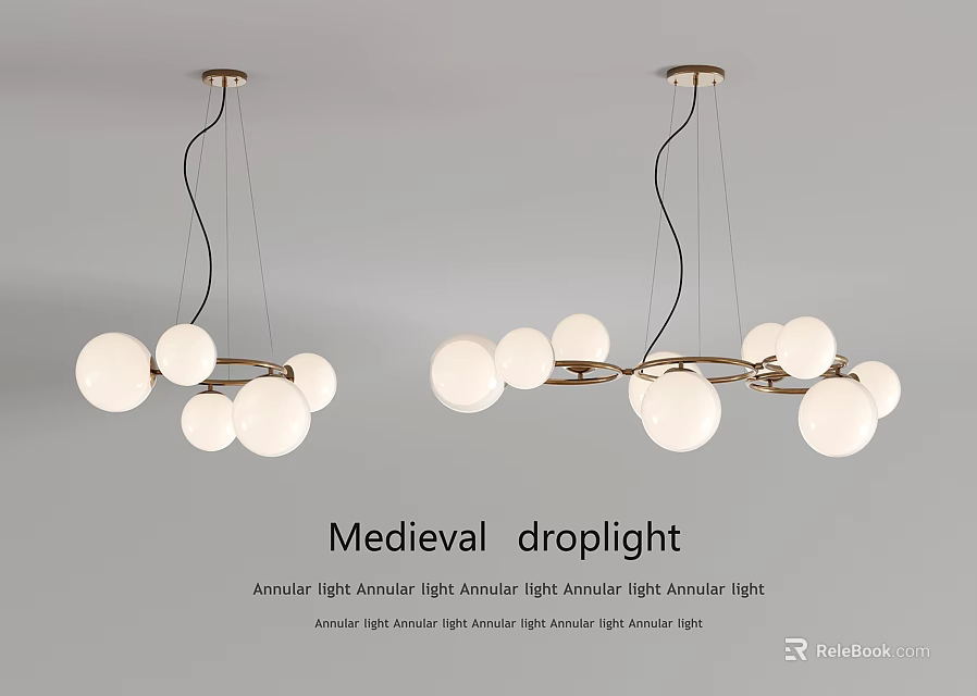 Medieval Artistic Chandelier With Multiple Spherical Globe Lights And Antique Style 3d model 