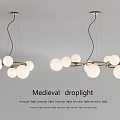 Medieval Artistic Chandelier With Multiple Spherical Globe Lights And Antique Style
