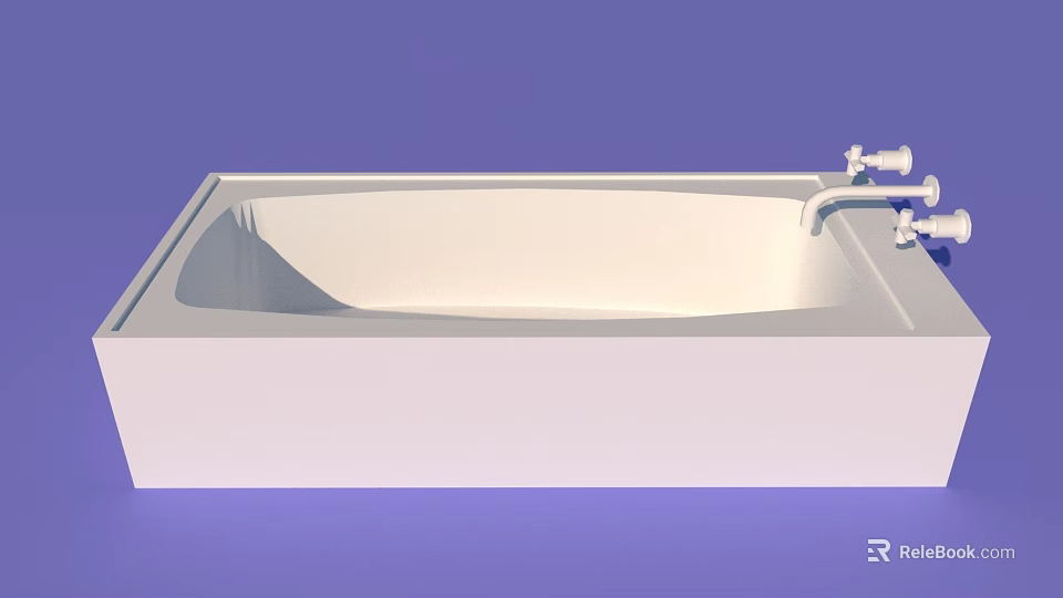 Modern Bathtub With Clean Lines Sleek White Surface And Chrome Faucet 3d model 