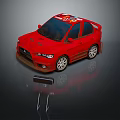 Red Stylish Sports Car With Mobil 1 Stickers Sporty Wheels And Rear Spoiler