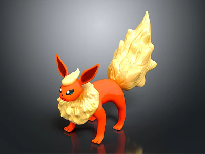 Orange Fox Character Figurine With Large Ears Fluffy Tail And Yellow Mane 3d model