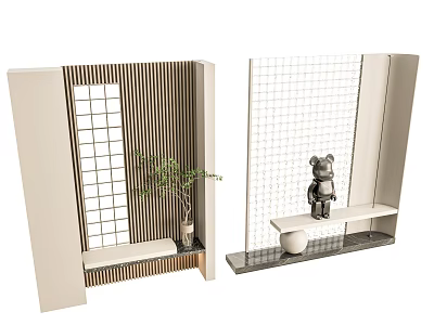 Modern Entrance Cabinet End View Entrance Cabinet Glass Partition Glass Brick Shoe Cabinet Bookcase Decorative Cabinet Partition Wall Entrance 3d model