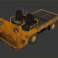 Orange Utility Vehicle With Two Black Seats Open Flatbed And Rear Lights 3d model