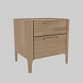 Wooden Bedside Table With Two Drawers And Metal Handles For Modern Bedroom Decor