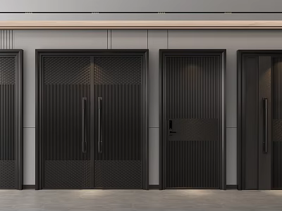 Modern Black Double Doors For Interior Decoration 3d model
