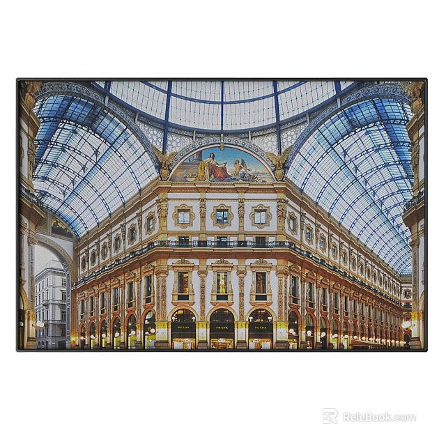 Grand Classical Arcade Featuring Glass Dome Ornate Details And Historical Mural Art 3d model 