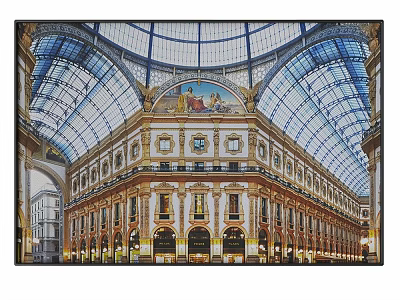 Grand Classical Arcade Featuring Glass Dome Ornate Details And Historical Mural Art 3d model