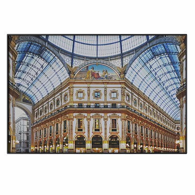 Grand Classical Arcade Featuring Glass Dome Ornate Details And Historical Mural Art 3d model