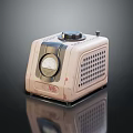 Square Beige Industrial Instrument With Round Dial Top Knob And Grille Vents