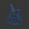 Rustic Iron Horse Sculpture With Decorative Ring Base And Vintage Design