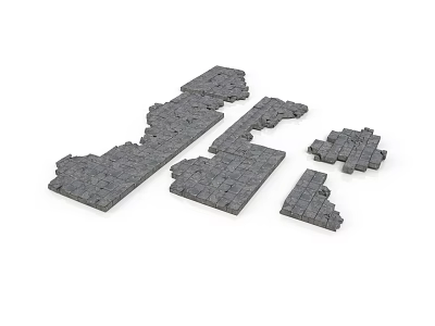 Grey Stone Brick Scene Components Featuring Various Shapes For Building Projects 3d model