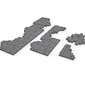Grey Stone Brick Scene Components Featuring Various Shapes For Building Projects 3d model