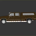 Brown Extended Truck With Multiple Doors Roof Lights And Chrome Trim On Shiny Floor