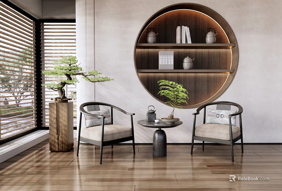 Comfortable Leisure Sofa Set In Modern Living Room With Coffee Table And Decorative Pillows 3d model 