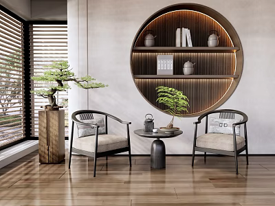 Comfortable Leisure Sofa Set In Modern Living Room With Coffee Table And Decorative Pillows 3d model