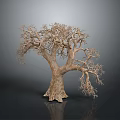 Wooden Stone Carved Tree With Intricate Branches And Textured Trunk