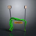 Sports Starting And Finishing Equipment With Two Finish Signs Green Wrapped Structure And Start Sign