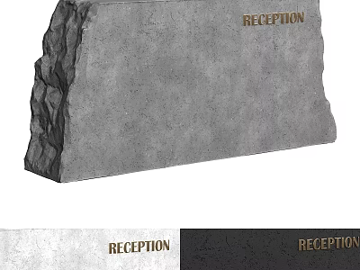 Modern Stone Reception Desk Design With Textured Surface And Reception Sign 3d model