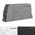 Modern Stone Reception Desk Design With Textured Surface And Reception Sign 3d model