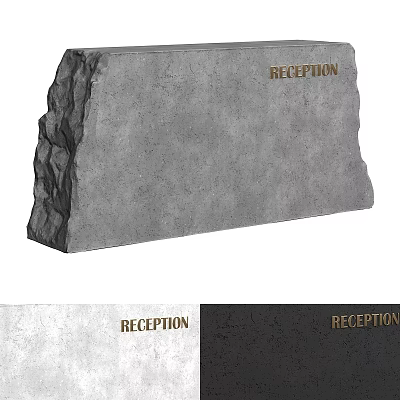 Modern Stone Reception Desk Design With Textured Surface And Reception Sign 3d model