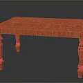 Classic Orange Wooden Table Furniture With Carved Legs And Rectangular Top