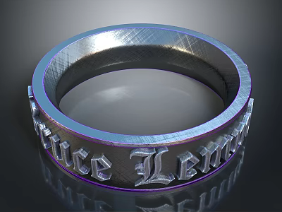 Elegant Polished Metal Decorative Band With Engraved Police Lewis Letters 3d model