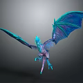 Fantasy Mythical Character Blue Purple Dragon With Iridescent Wings And Shimmering Scales