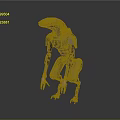 Sci Fi Mechanical Creature With Gray Body Orange Details Jointed Legs And Futuristic Design