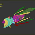 Intricate Mechanical Insect Sculpture Featuring Textured Body Transparent Wings And Yellow Ocular Component