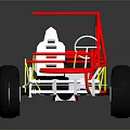 3D Model Race Car Frame With Red Yellow Structure White Seat And Black Wheels