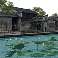 Chinese-style ancient building water town ancient town Huizhou folk house lotus pond 3d model