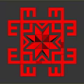 Abstract Red Geometric Sculpture With Intricate 3D Design And Modern Art Elements