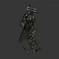 Mechanical Robot Character Featuring Biomechanical Structure Multiple Weapons And Metallic Armor