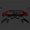 Low Poly Beetle With Red And Black Body And Large Red Pincers On Gray Background