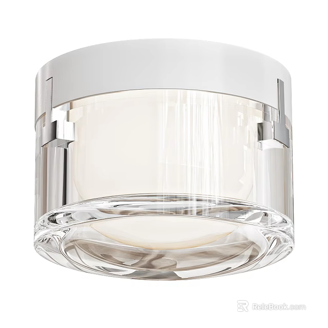 Modern Sleek Ceiling Light With Transparent Glass Shade And Metal Frame 3d model 
