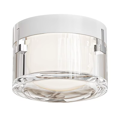 Modern Sleek Ceiling Light With Transparent Glass Shade And Metal Frame 3d model